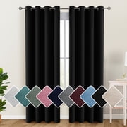 Lux Decor Collection Blackout Curtains for Living Room, Set of 2 Curtains for Bedroom, Thermal Insulated Blackout Curtains - 52"x84" - Black