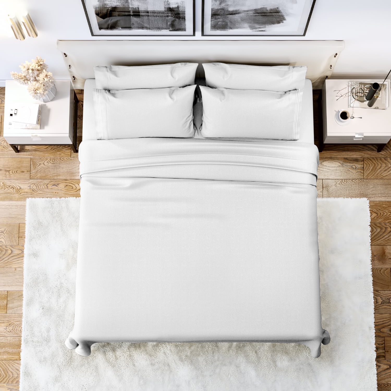 White King Microfiber Embroidered Deep Pocket Sheet Set