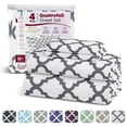 thumbnail image 1 of Lux Decor Cal King Bed Sheets Set 4 Piece - Quatrefoil Pattern, Ultra Soft Polyester Sheet Deep Pocket Fit, Wrinkle Free, Breathable & Fade Resistant OEKO-TEX Certified, White, 1 of 11