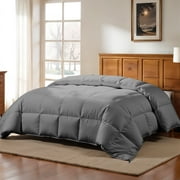 Lux Decor Collection Comforter Duvet Insert - Box Stitched Down Alternative Single Comforter - Quilted Comforter with Corner Tabs (Twin, Grey)