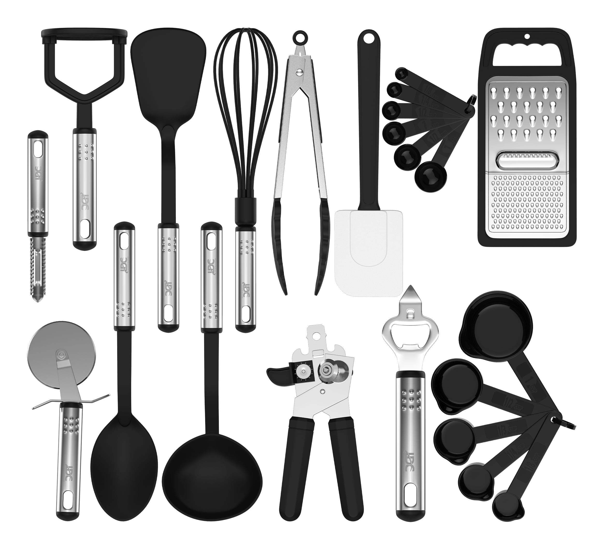 Lux Decor Kitchen Utensils Set- 23 Piece Cooking Utensils Set, Nylon Cookware Kitchen Accessories Set - Black