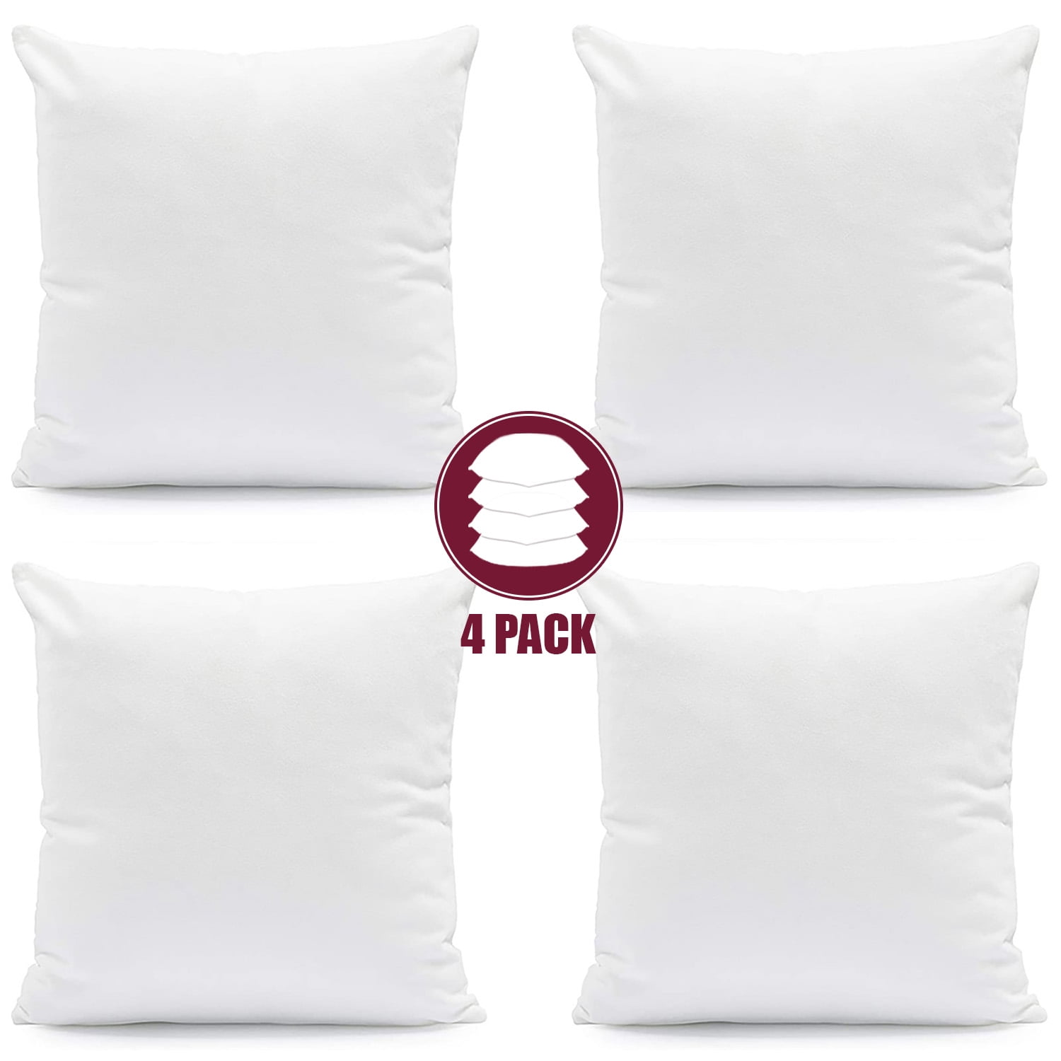 Keeble Outlets Throw Pillow Inserts - White, 18 x 18 Inches, Set of 2 Indoor Decorative Pillow - Square Pillow Inserts for Couch, Sofa, Bed and Chair