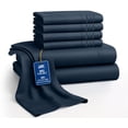 thumbnail image 1 of Lux Decor&nbsp;Cal King&nbsp;Bed Sheets - 6 Piece Ultra-Soft Microfiber&nbsp;Sheets Set, Deep Pocket Fitted Sheet, Flat Sheet & 4 Pillowcases, Breathable Hotel Luxury, OEKO-TEX Certified, Navy Blue, 1 of 10