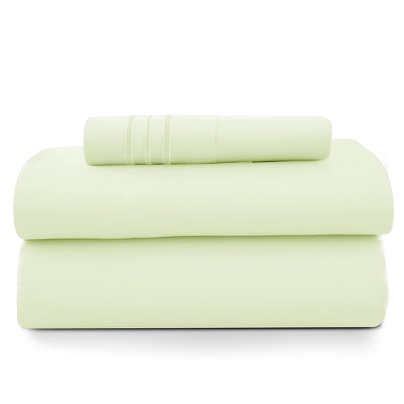 Lux Decor Twin Size Sheet Set, 3-Piece Plain Soft Microfiber – Deep Pocket Queen Bed Sheets, Includes 1 Fitted Sheet, 1 Flat Sheet, 1 Pillowcase, Vanilla