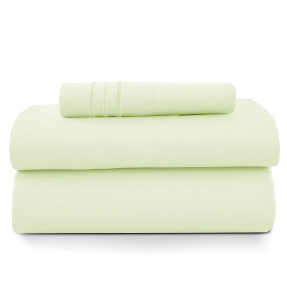 Lux Decor Twin Size Sheet Set, 3-Piece Plain Soft Microfiber – Deep Pocket Queen Bed Sheets, Includes 1 Fitted Sheet, 1 Flat Sheet, 1 Pillowcase, Vanilla