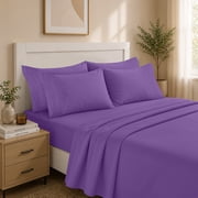 Lux Decor Full Size Sheets Set 6 Piece, Luxury Soft Microfiber Bed Sheets Full, 16  Deep Pocket Full Sheets, Purple