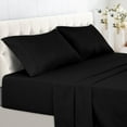 thumbnail image 1 of Lux Decor Collection Double-Brushed Microfiber Deep Pocket Queen Bed Sheets Set, Fitted, Flat Sheet, 4 Pillowcases - Black, 1 of 4