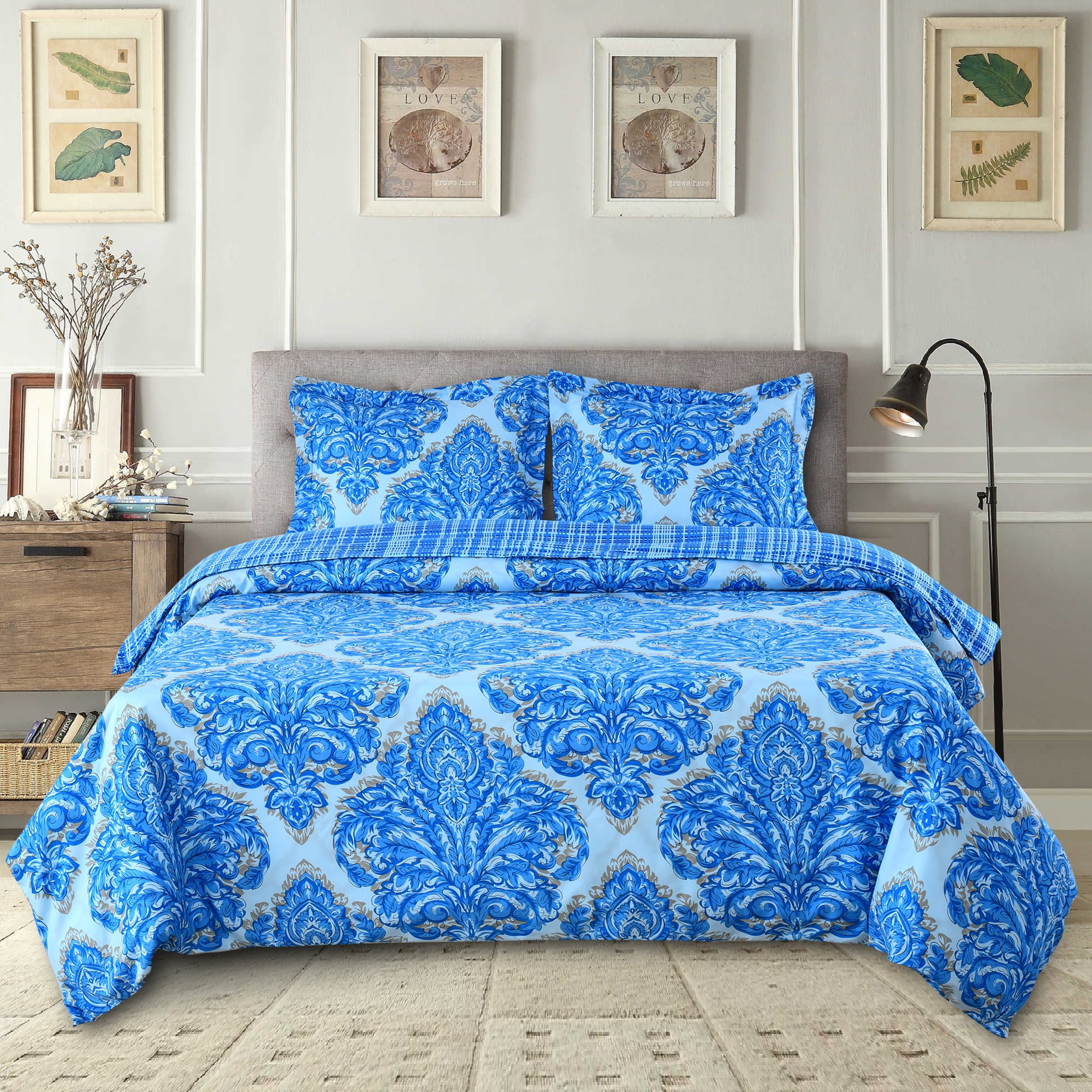 Lux Decor Collection Duvet Cover, 3 Pc Queen Duvet Cover Set with Zipper, Microfiber Comforter