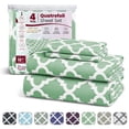 thumbnail image 1 of Lux Decor King Bed Sheets Set 4 Piece - Quatrefoil Pattern, Ultra Soft Polyester Sheet Deep Pocket Fit, Wrinkle Free, Breathable & Fade Resistant OEKO-TEX Certified, Green, 1 of 11