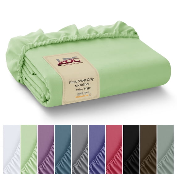 Lux Decor Collection Fitted Sheet - Deep Pocket Ultra Soft Wrinkle Resistant Twin Sheet - Sage