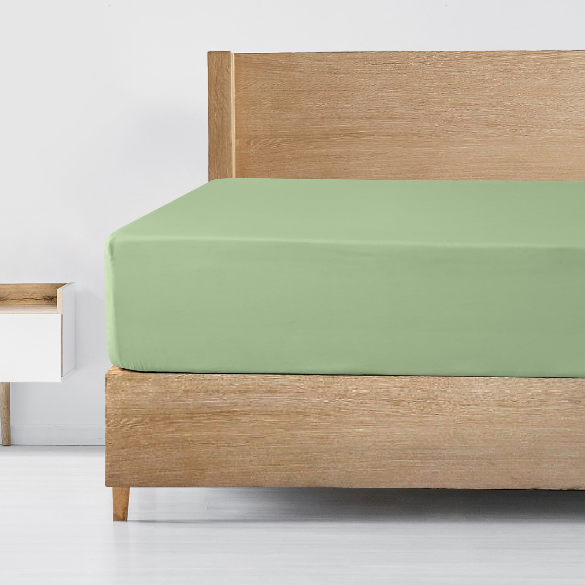 Empyrean Bedding 21" Deep Pocket King Fitted Sheet – Ultra Soft Sage Green W/ Corner Straps