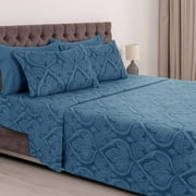 Lux Decor Collection Full Bed Sheets, Microfiber 6 Piece Full Sheets Set on Clearance - NavyBlue deal from Walmart