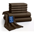 thumbnail image 1 of Lux Decor&nbsp;Full&nbsp;Bed Sheets - 6 Piece Ultra-Soft Microfiber&nbsp;Sheets Set, Deep Pocket Fitted Sheet, Flat Sheet & 4 Pillowcases, Breathable Hotel Luxury, OEKO-TEX Certified, Brown, 1 of 10