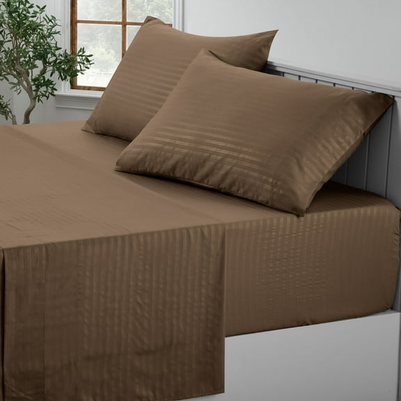 Lux Decor Collection Full Bedding Sheet Set - 16" Deep Pocket Sheets Set - Soft Microfiber Shrinkage & Fade Resistant, Easy Care Bed Sheets Set - Brown