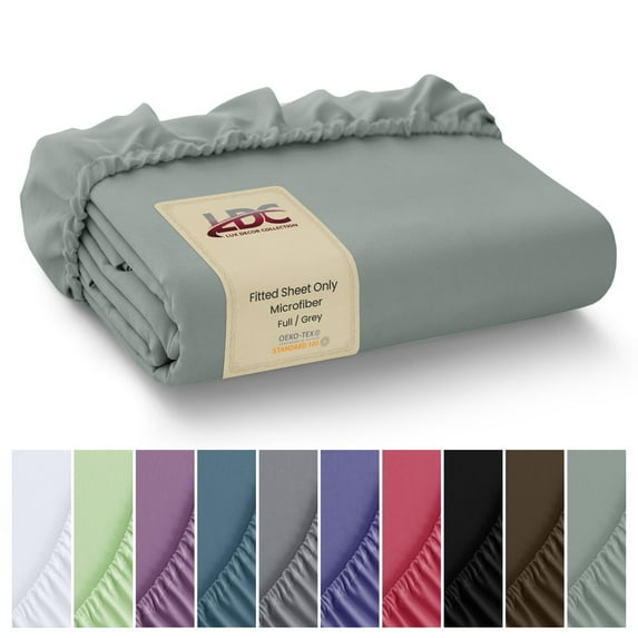 Lux Decor Collection Full Fitted Sheet, 16" Deep Pocket Ultra-Soft Wrinkle Resistant Bed Sheet - Gray