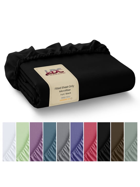 Full Fitted Sheet - Deep Pocket Ultra-Soft Wrinkle Resistant Bed Sheet - Black