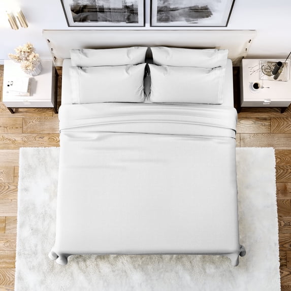 Lux Decor Collection Full Sheets Set, Premium Double Brushed Microfiber Sheet Set - Hypoallergenic, Wrinkle Resistant - Deep Pocket Bed Sheet, White