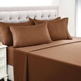 thumbnail image 1 of Lux Decor Collection Full Size Bed Sheets - Microfiber Deep Pocket Bedding Sheets & Pillowcase Sets - Brown, 1 of 8