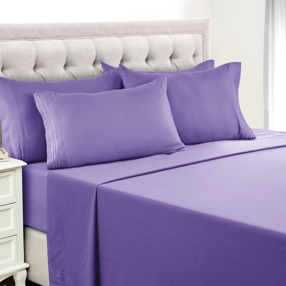 Lux Decor Collection Full Size Bed Sheets - Microfiber Deep Pocket Bedding Sheets & Pillowcase Sets - Lavender