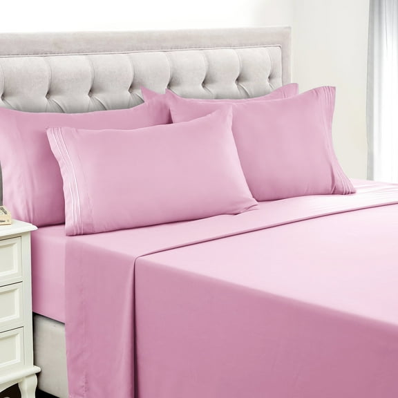 Lux Decor Collection Full Size Bed Sheets - Microfiber Deep Pocket Bedding Sheets & Pillowcase Sets - Pink