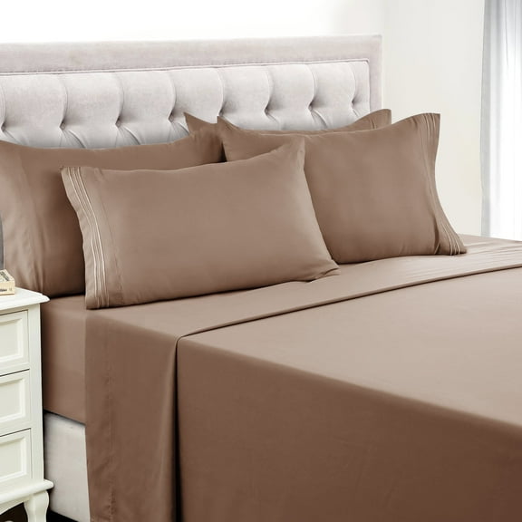 Lux Decor Collection Full Size Bed Sheets - Microfiber Deep Pocket Bedding Sheets & Pillowcase Sets - Taupe