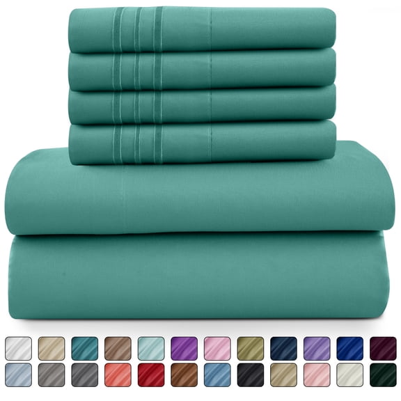 Lux Decor Collection Full Size Bed Sheets - Microfiber Deep Pocket Bedding Sheets & Pillowcase Sets - Teal