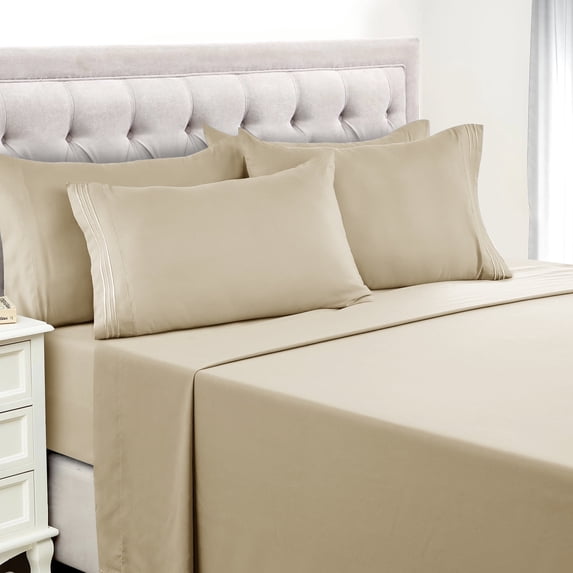 Lux Decor Collection Full Size Bed Sheets - Microfiber Deep Pocket Bedding Sheets & Pillowcase Sets - Vanilla