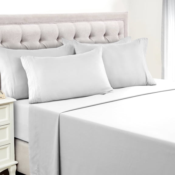 Lux Decor Collection Full Size Bed Sheets - Microfiber Deep Pocket Bedding Sheets & Pillowcase Sets - White