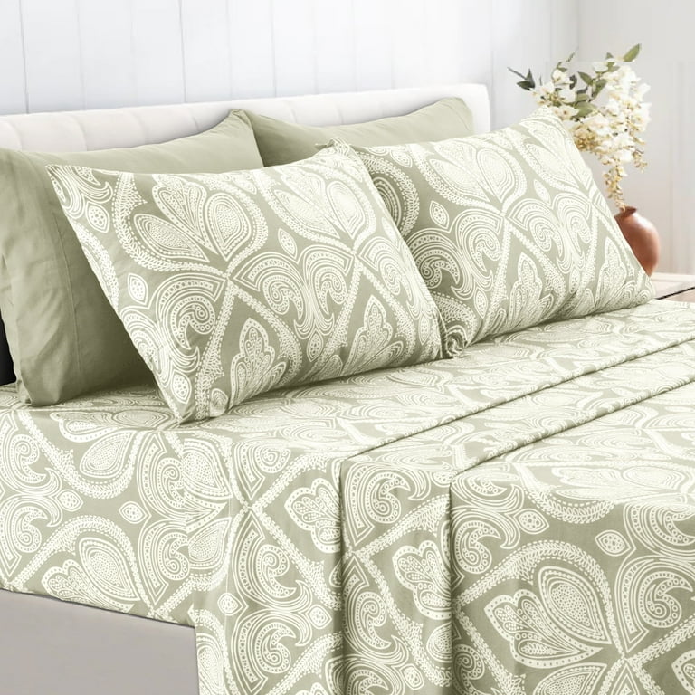 Lux Decor Collection Full Size Bed Sheets Set 6 PC Bedding Set Fitted Flat Sheets 4 Pillowcases Ivory Beige