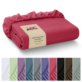 Lux Decor Collection Full Size Fitted Sheet - Microfiber Deep Pocket Fitted Sheet Only - Burgundy