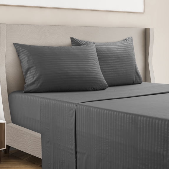 Lux Decor Collection Hotel Luxury Deep Pocket Soft Brushed Microfiber Wrinkle Resistant Bed Sheet Set - King Sheets, Dark Gray