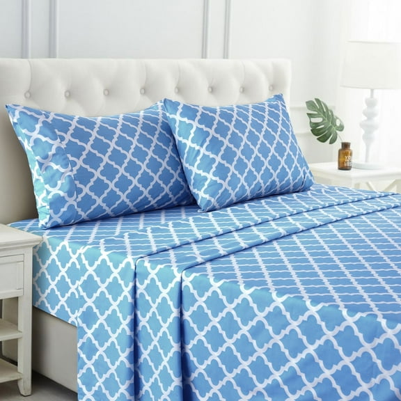 Lux Decor Collection Hotel Luxury Deep Pocket Soft Brushed Microfiber Wrinkle Resistant Bed Sheet Set - Queen Sheets, Blue