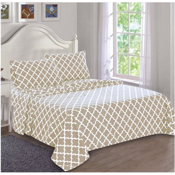 Lux Decor Collection Hotel Quality Bed Sheet Set, Queen, Taupe - Machine Washable