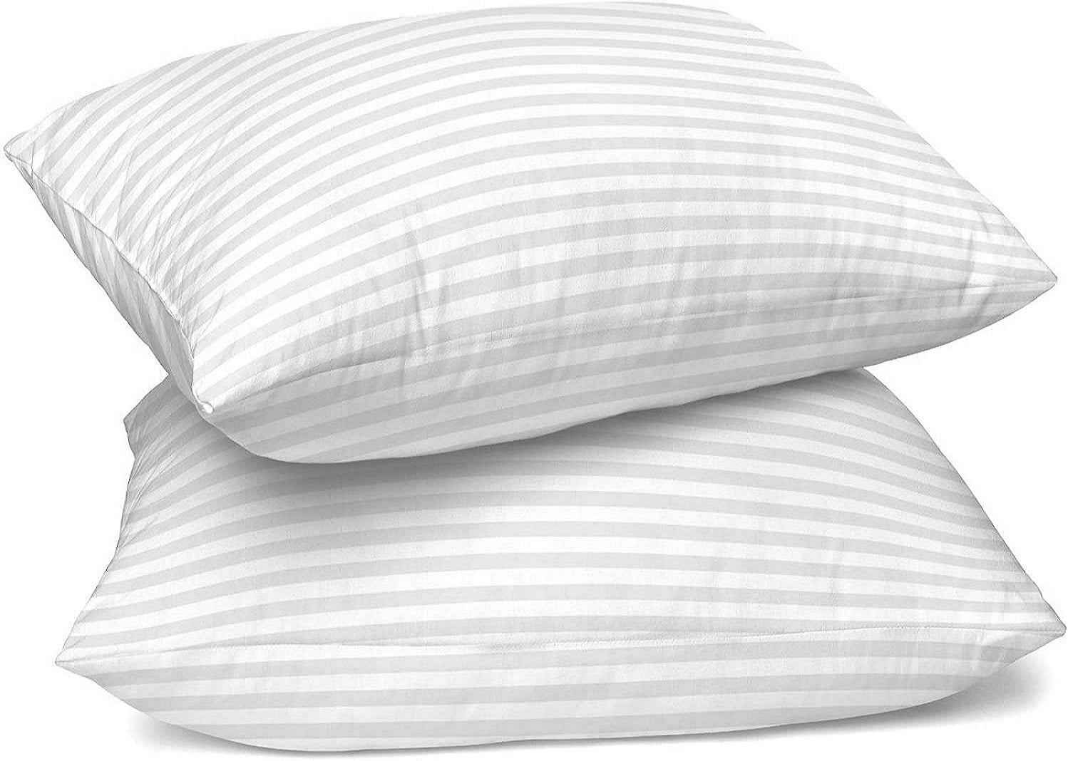 Lux Decor Collection Luxury Hotel Pillows - Sleeping Pillows for Bed,  Cotton Stripes Queen Pillows Set of 2