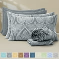 thumbnail image 1 of Lux Decor 6 Piece King Sheet Set – Ultra-Soft Microfiber, Paisley Print, Upto 16" Deep Pocket Fitted Sheet, Flat Sheet & 4 Pillowcases, Grey, 1 of 11