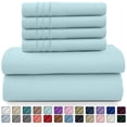 thumbnail image 1 of Lux Decor Collection King Bed Sheets - 16 Inch Deep Pocket 6 Piece Microfiber Bedding Sheets & Pillowcase Sets - Blue, 1 of 11