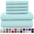 thumbnail image 1 of Lux Decor Collection King Bed Sheets - 16 Inch Deep Pocket 6 Piece Microfiber Bedding Sheets & Pillowcase Sets - Ice Blue, 1 of 11