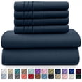 thumbnail image 1 of Lux Decor Collection King Bed Sheets - 16 Inch Deep Pocket 6 Piece Microfiber Bedding Sheets & Pillowcase Sets - Navy Blue, 1 of 11