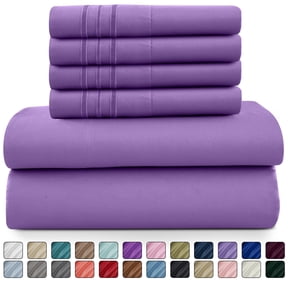 Lux Decor Collection King Bed Sheets - 16 Inch Deep Pocket 6 Piece Microfiber Bedding Sheets & Pillowcase Sets - Purple