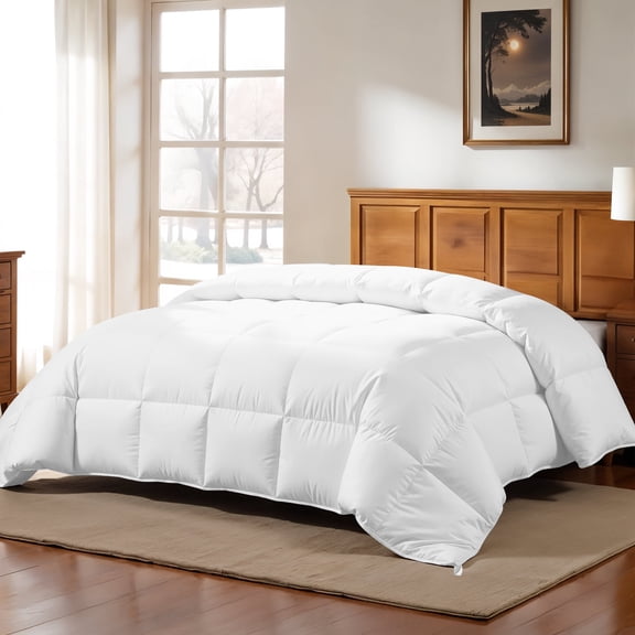 Lux Decor Collection King Comforter Duvet Insert - Box Stitched Down Alternative Single Comforter - Quilted Comforter with Corner Tabs (King, White)