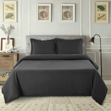 Lux Decor Collection King Duvet Cover Set 3 Piece - Soft Brushed Microfiber Comforter Cover with 2 Pillow Shams - Zipper Closure Duvet Cover (King, Dark Grey)