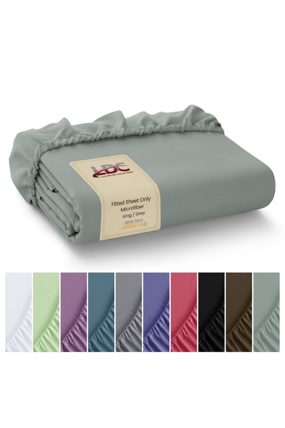 King Fitted Sheet, Microfiber 16" Deep Pocket King Size Fitted Sheet - Gray