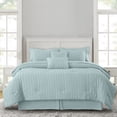 thumbnail image 1 of Lux Decor Collection King Seersucker Bedding Comforter Set – All-Season 10 Pieces Bed in a Bag Includes Comforter, Sheets, Pillow Shams, Bed Skirt & Decorative Pillows for Ultimate Comfort, Aqua Blue, 1 of 7