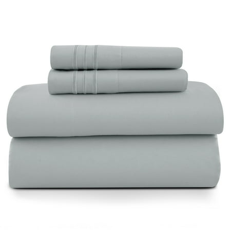 Lux Decor King Size Sheet Set, 4-Piece Plain Soft Microfiber – Deep Pocket King Bed Sheets, Includes 1 Fitted Sheet, 1 Flat Sheet, 2 Pillowcases, Gray