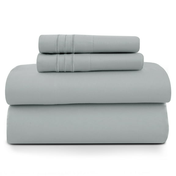 Lux Decor King Size Sheet Set, 4-Piece Plain Soft Microfiber – Deep Pocket King Bed Sheets, Includes 1 Fitted Sheet, 1 Flat Sheet, 2 Pillowcases, Gray