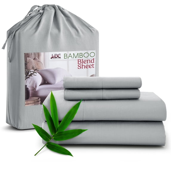 Lux Decor Collection King Size Rayon from Bamboo Blend Sheets Set - 4 Piece Cooling Bed Sheets Set, Grey