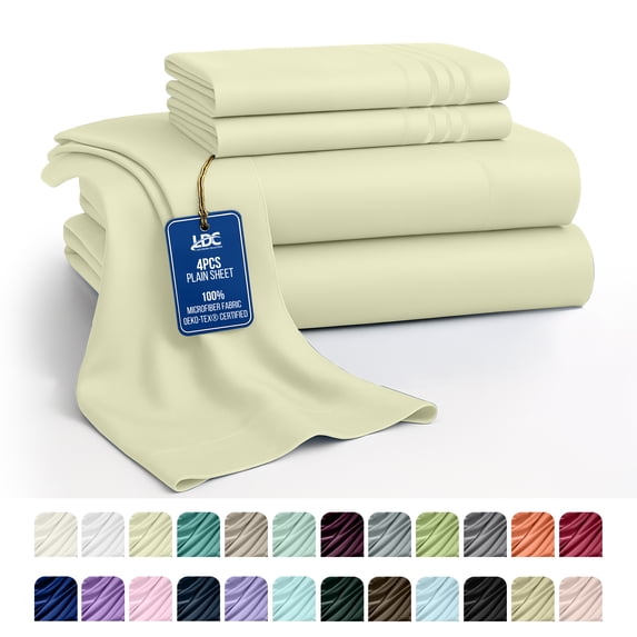 Lux Decor Collection King Size Sheet Set - 4 Pc King Bed Sheets Set - High GSM Brushed Microfiber Sheets - Up to 16 Inches Deep Pocket Bedding Sheets & Pillowcases, Vanilla