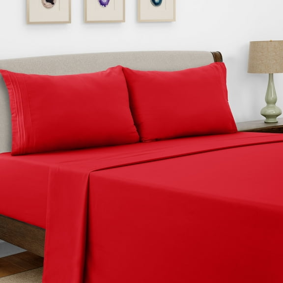 Lux Decor Collection King Size Sheet Set - 4 Pc King Bed Sheets Set - High GSM Brushed Microfiber Sheets - Up to 16 Inches Deep Pocket Bedding Sheets & Pillowcases, Burgundy