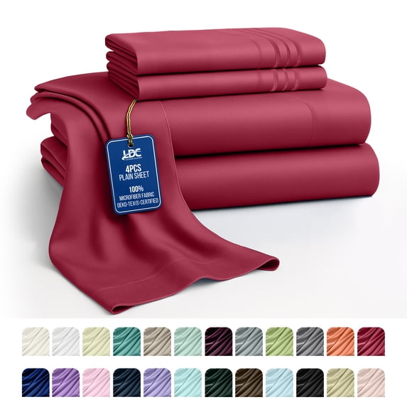 Lux Decor Collection King Size Sheet Set - 4 Pc King Bed Sheets Set - High GSM Brushed Microfiber Sheets - Up to 16 Inches Deep Pocket Bedding Sheets & Pillowcases, Burgundy