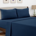 thumbnail image 1 of Lux Decor Collection King Size Sheet Set - 4 Pc King Bed Sheets Set - High GSM Brushed Microfiber Sheets - Up to 16 Inches Deep Pocket Bedding Sheets & Pillowcases, Navy Blue, 1 of 8